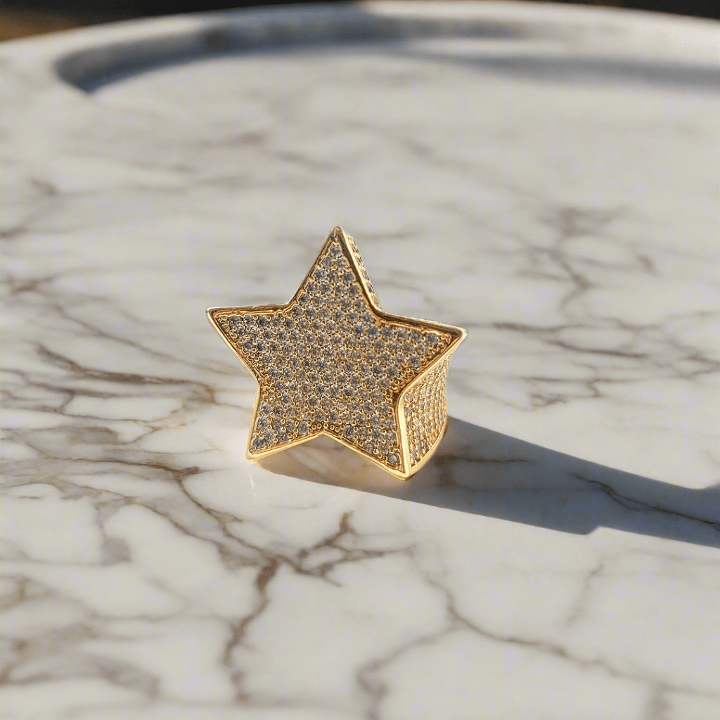 18k Gold Diamond Star Ring 2.0 - Drip Culture Jewelry