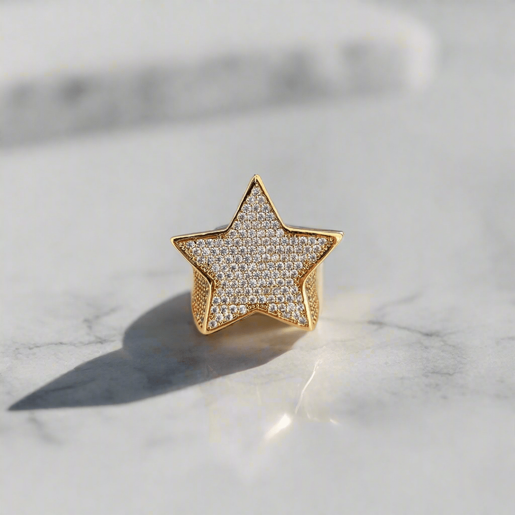 18k Gold Diamond Star Ring 2.0 - Drip Culture Jewelry