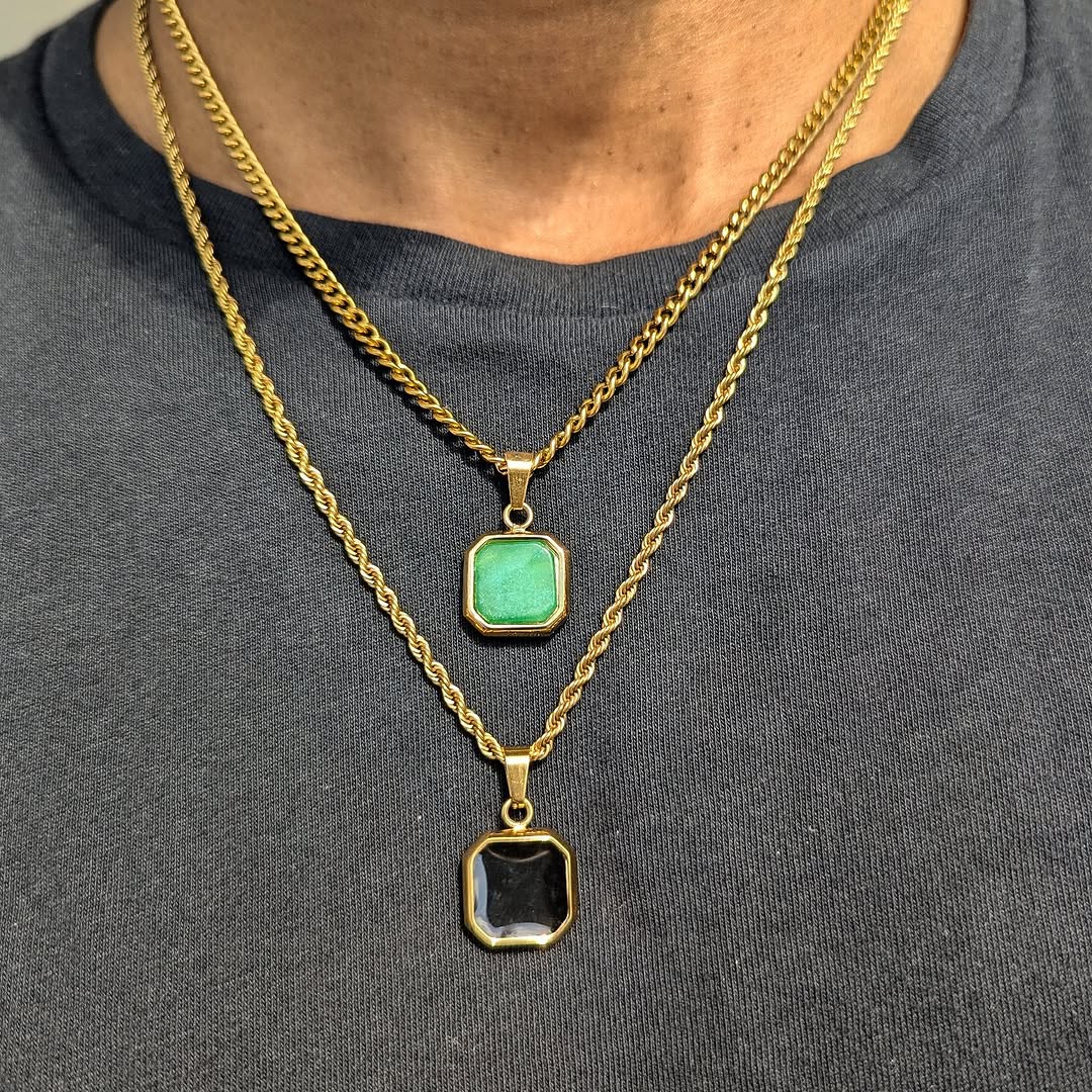18k Gold Gemstone Pendant - Drip Culture Jewelry