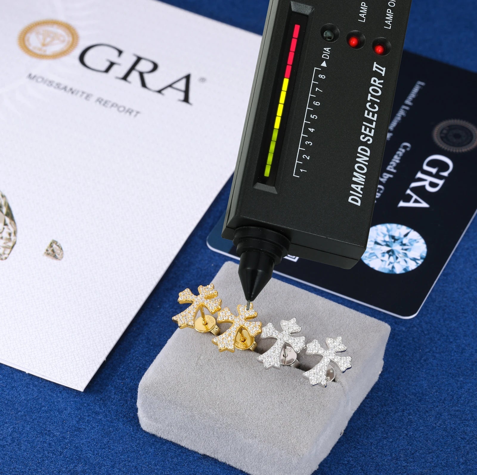 18k Gold Moissanite Diamond Cross Earrings - Drip Culture Jewelry