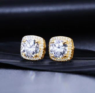 18k Gold Moissanite Diamond Cushion Cut Earrings - Drip Culture Jewelry
