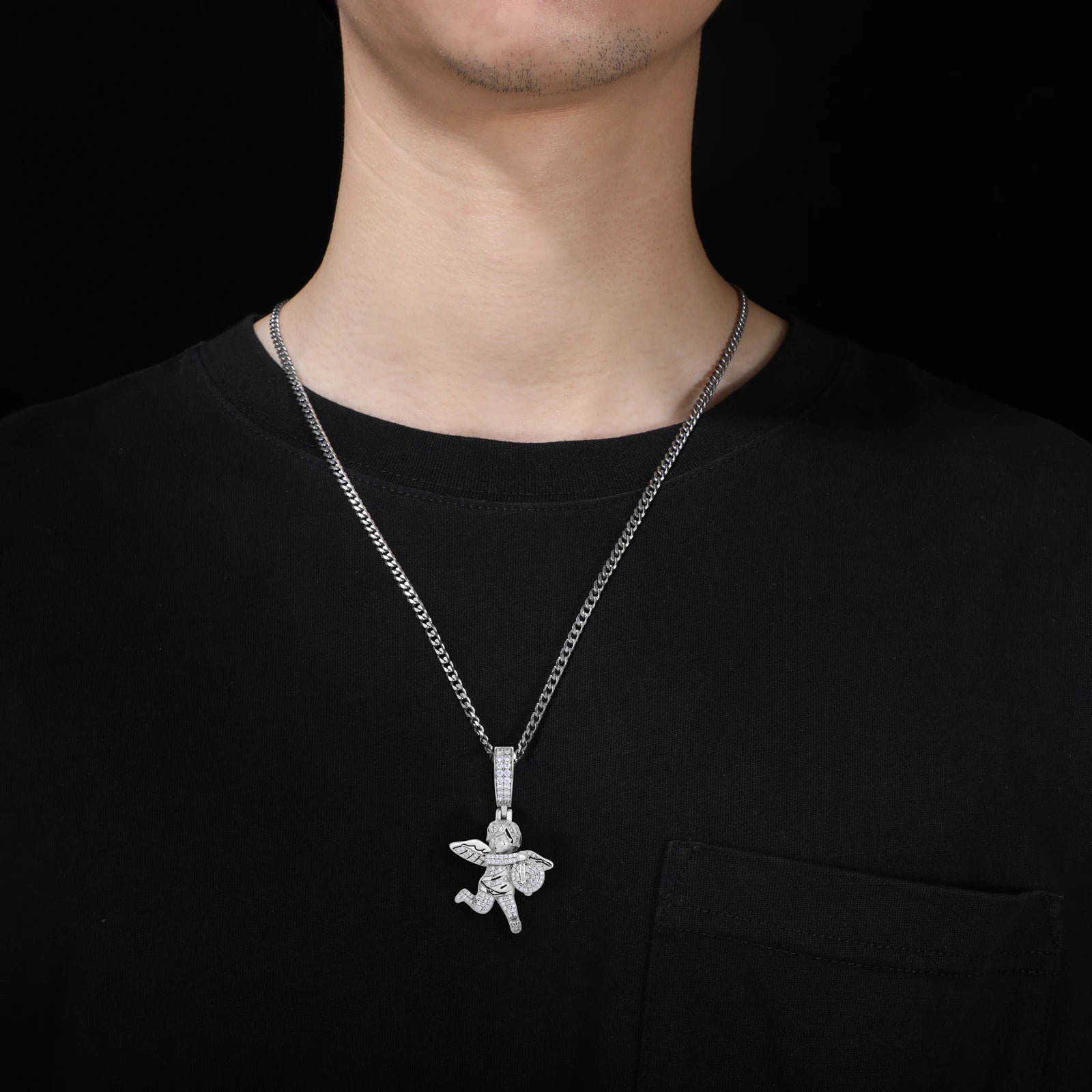 18k Gold Moissanite Diamond Wealth Angel - Drip Culture Jewelry