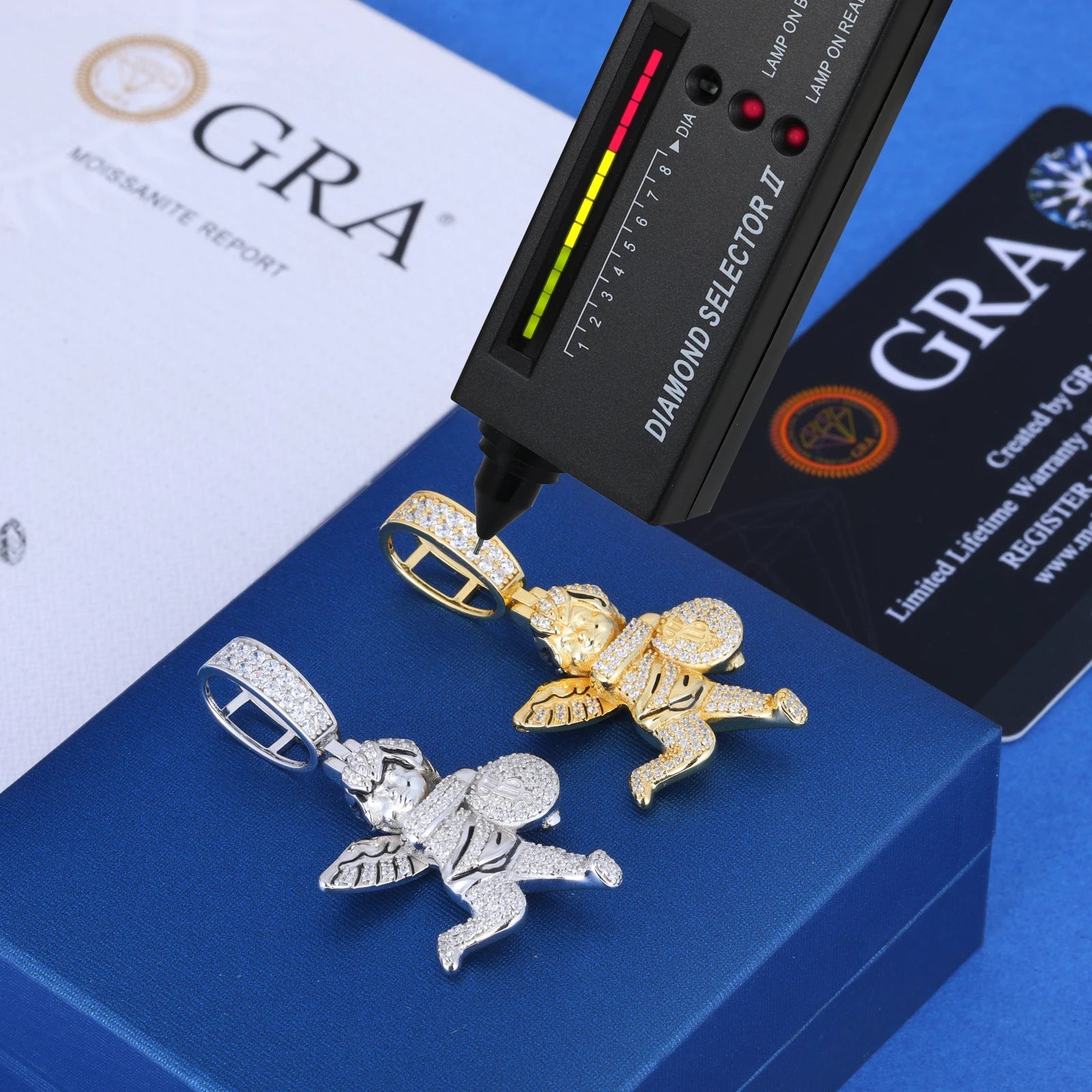 18k Gold Moissanite Diamond Wealth Angel - Drip Culture Jewelry