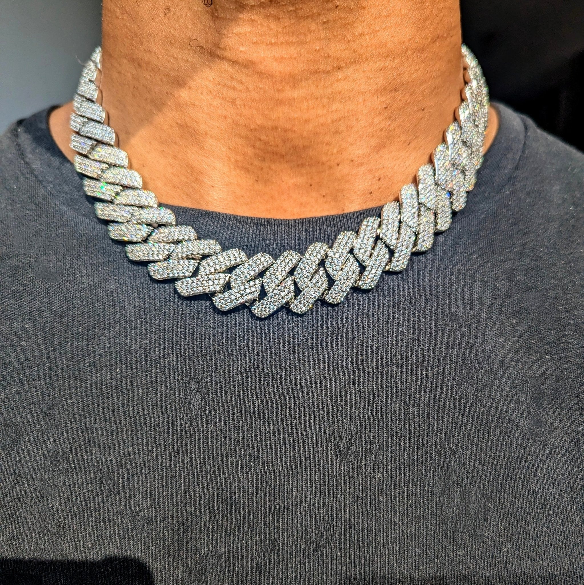 20mm 18k Gold Diamond Prong Cuban Link Chain - Drip Culture Jewelry