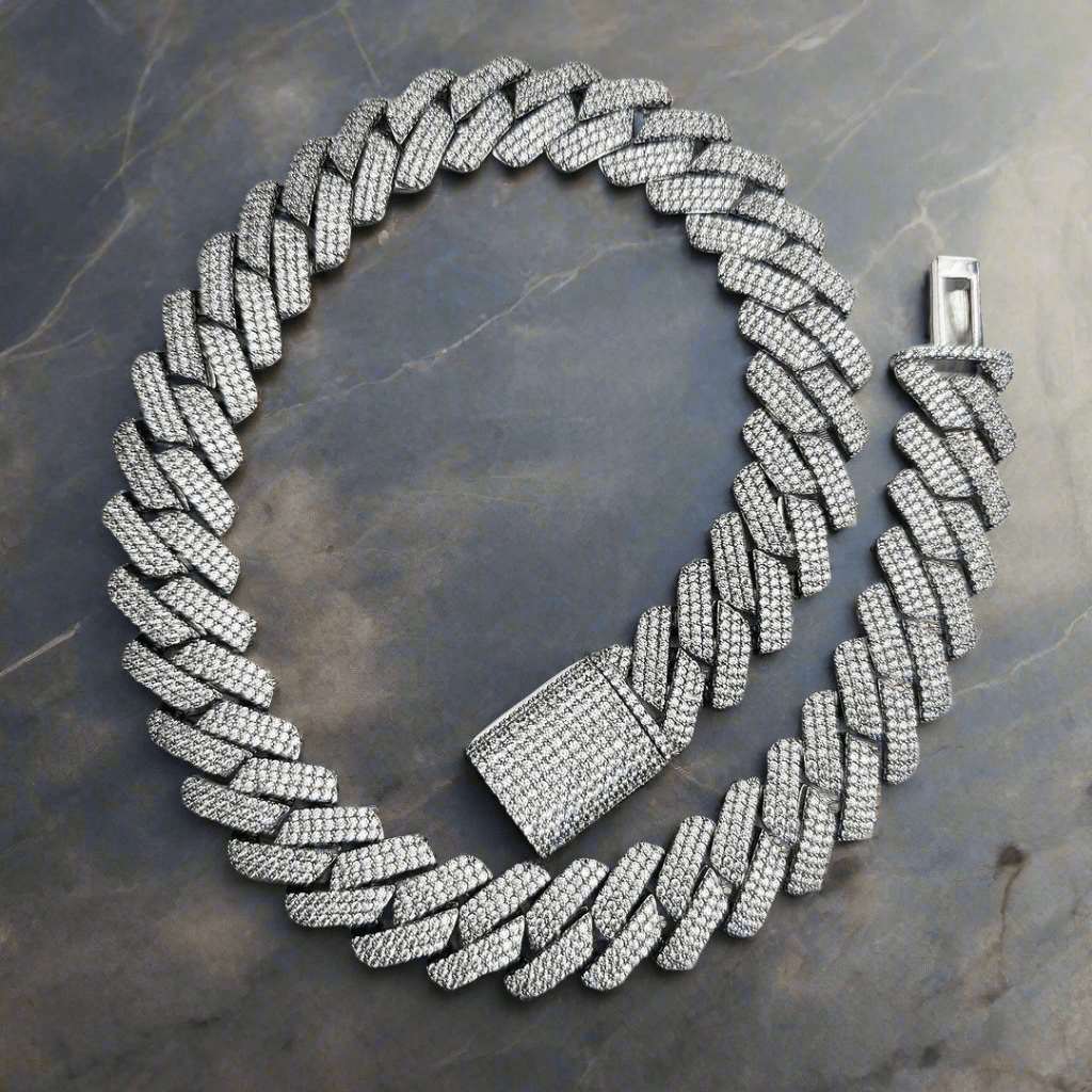 20mm 18k Gold Diamond Prong Cuban Link Chain - Drip Culture Jewelry