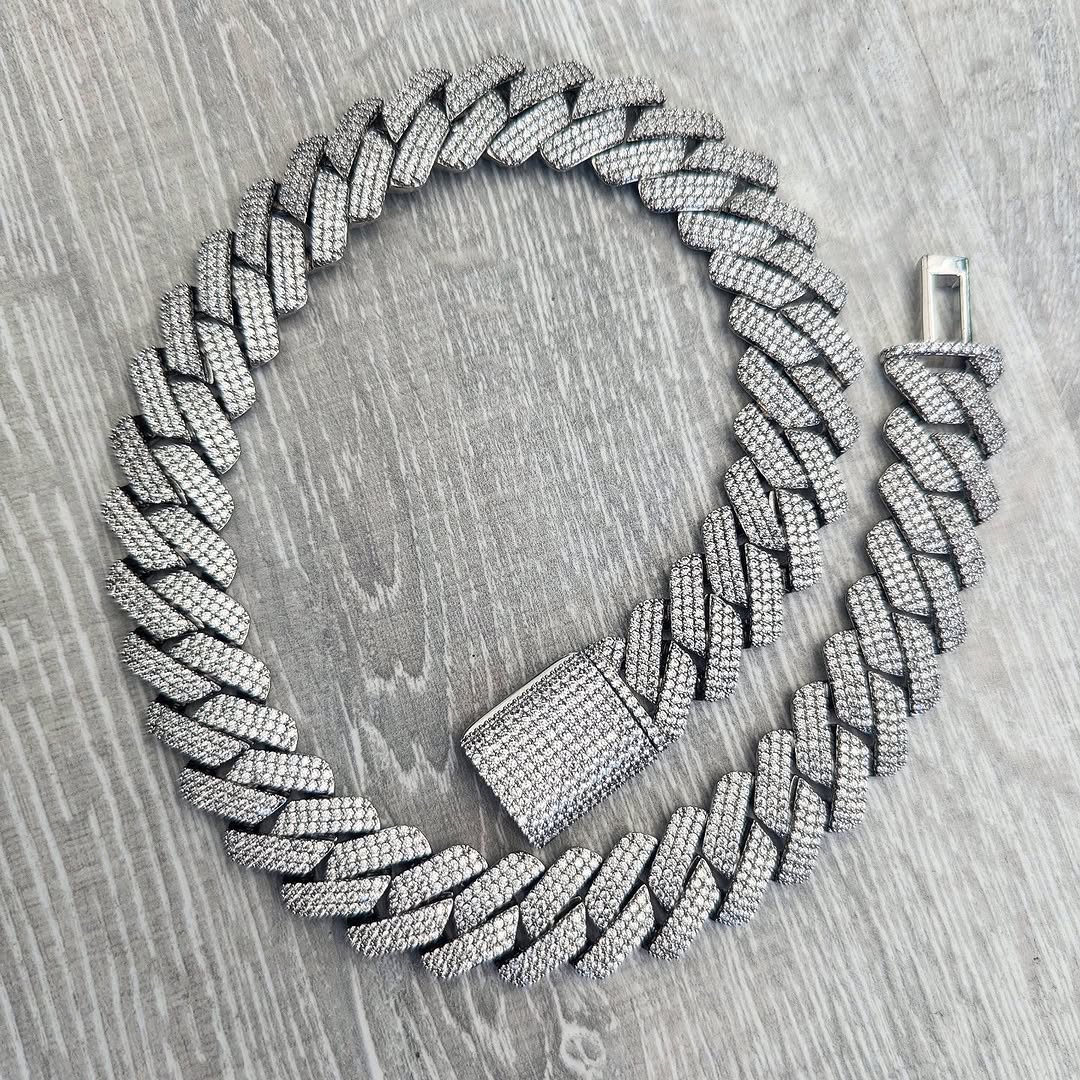 20mm 18k Gold Diamond Prong Cuban Link Chain - Drip Culture Jewelry