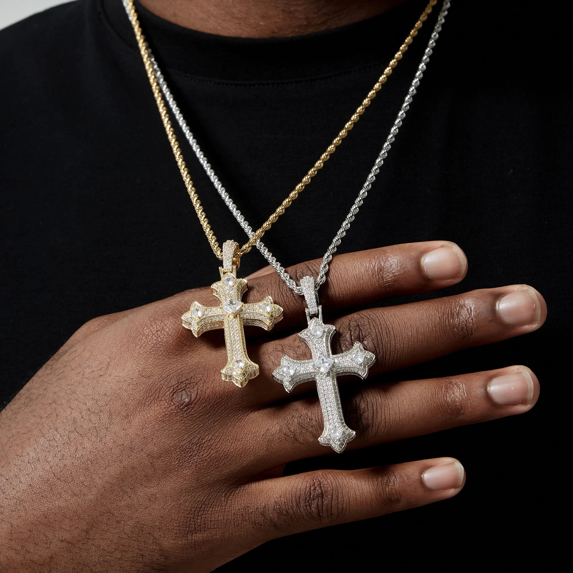 18K Gold Diamond Gothic Cross Pendant | Iced Out Luxury Hip Hop