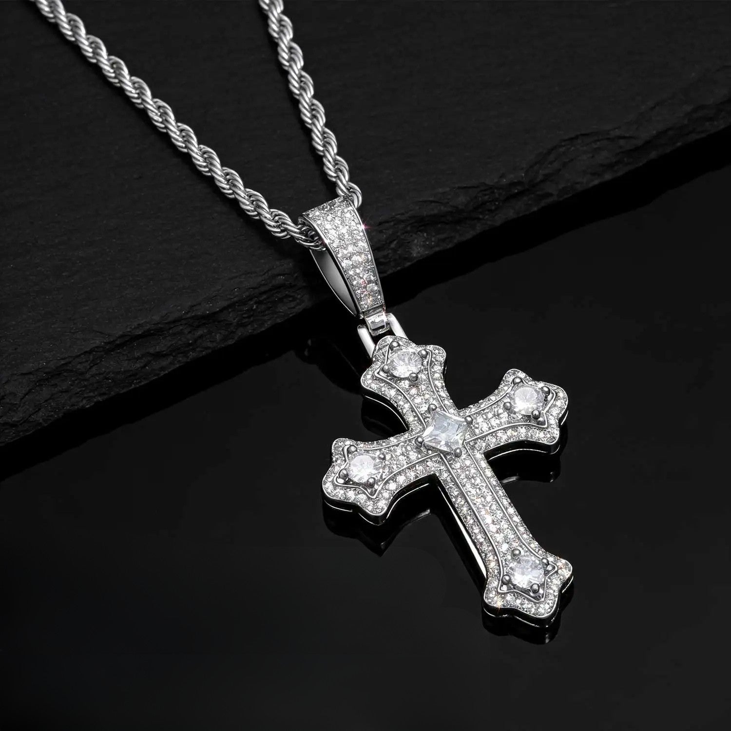 18K Gold Diamond Gothic Cross Pendant | Iced Out Luxury Hip Hop