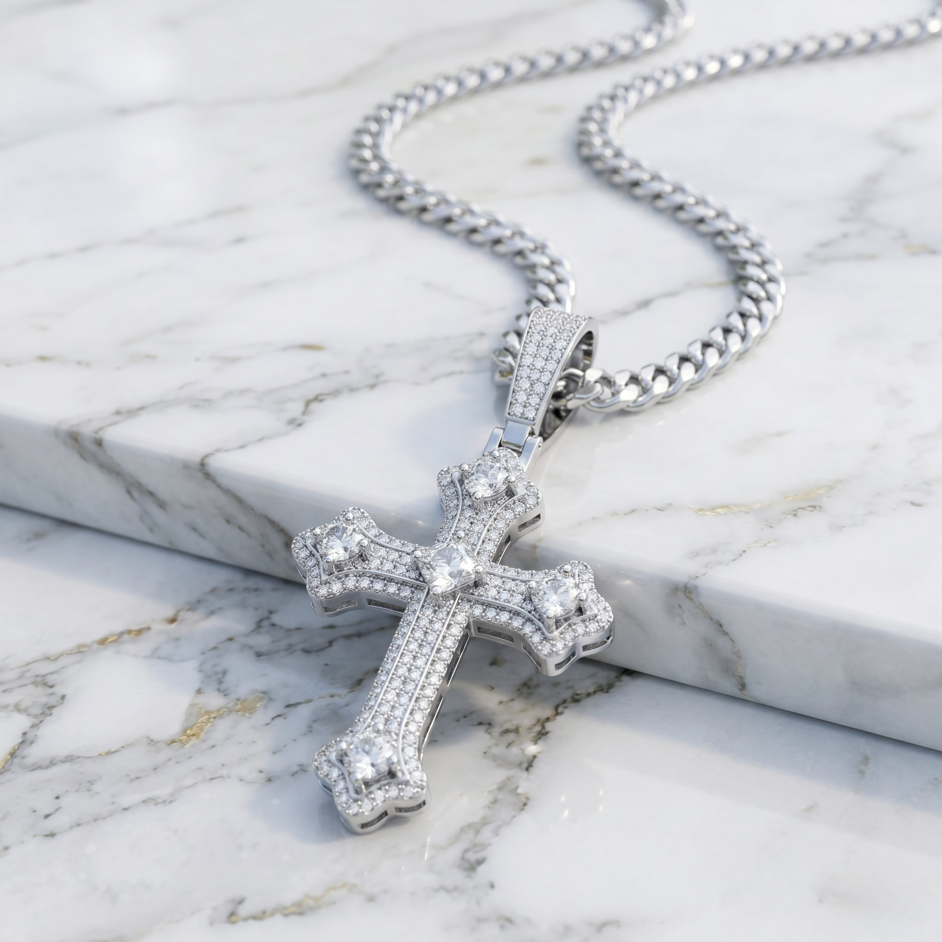 18K Gold Diamond Gothic Cross Pendant | Iced Out Luxury Hip Hop