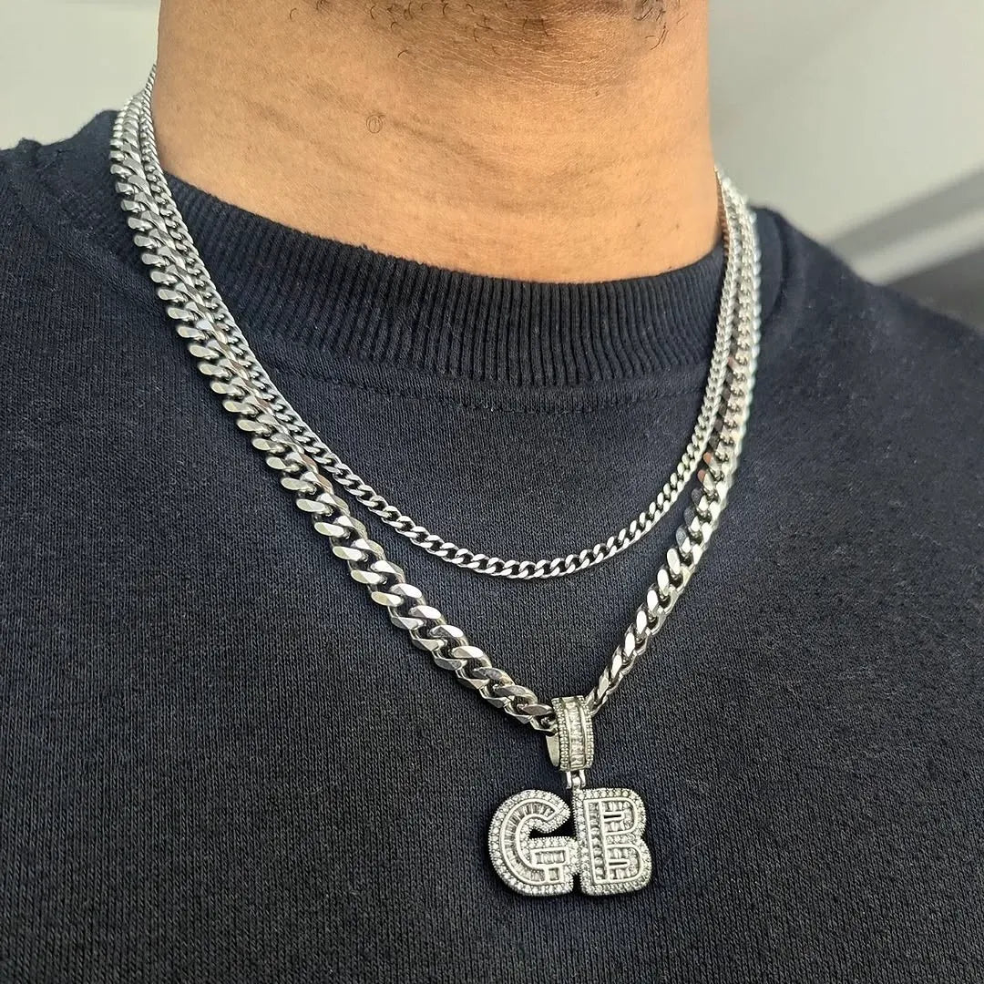 Custom 18k Gold Baguette Diamond Bold Letters - Drip Culture Jewelry