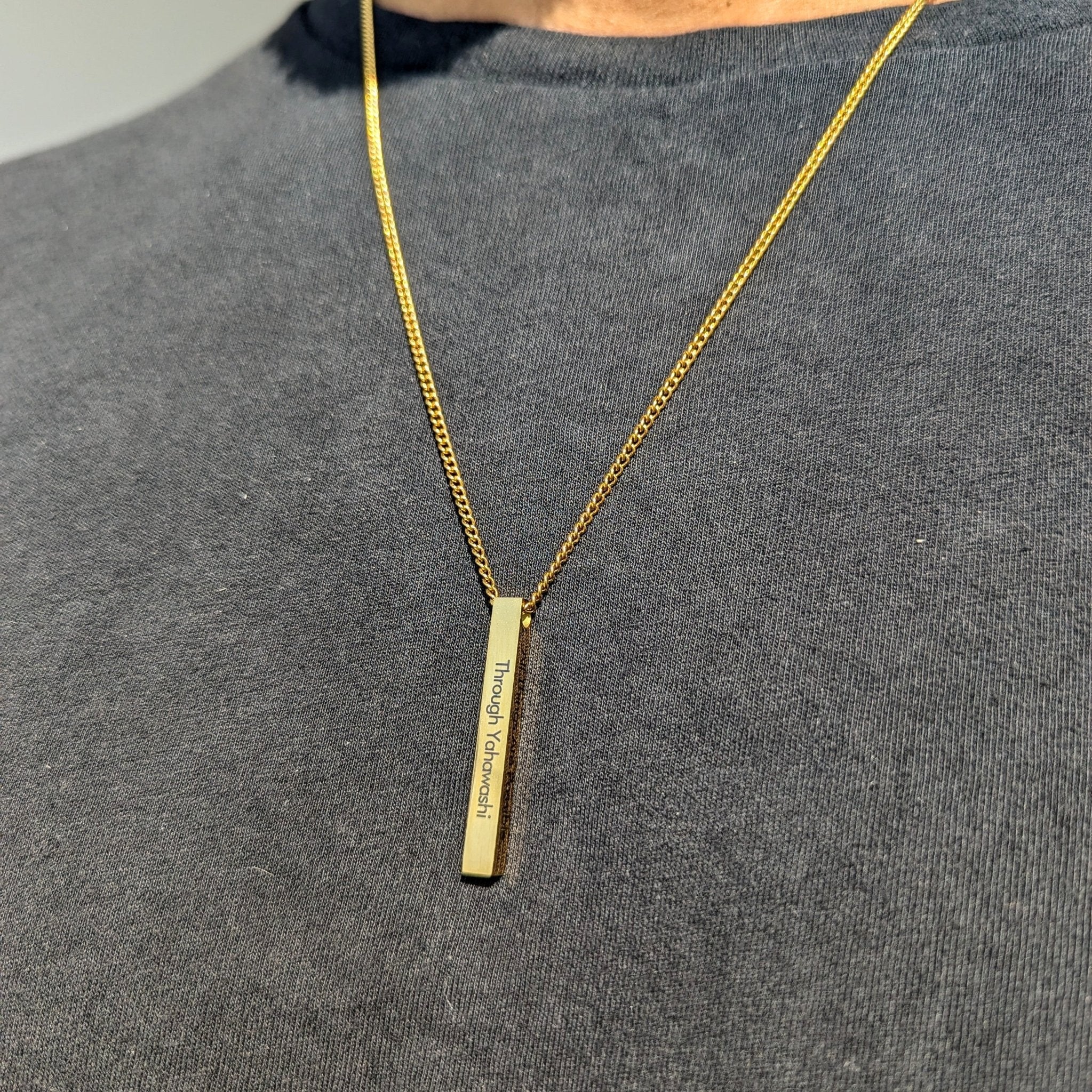 Custom 18k Gold Bar Pendant - Drip Culture Jewelry