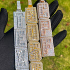 Custom 18k Gold Diamond & Baguette Vertical Pendant - Drip Culture Jewelry