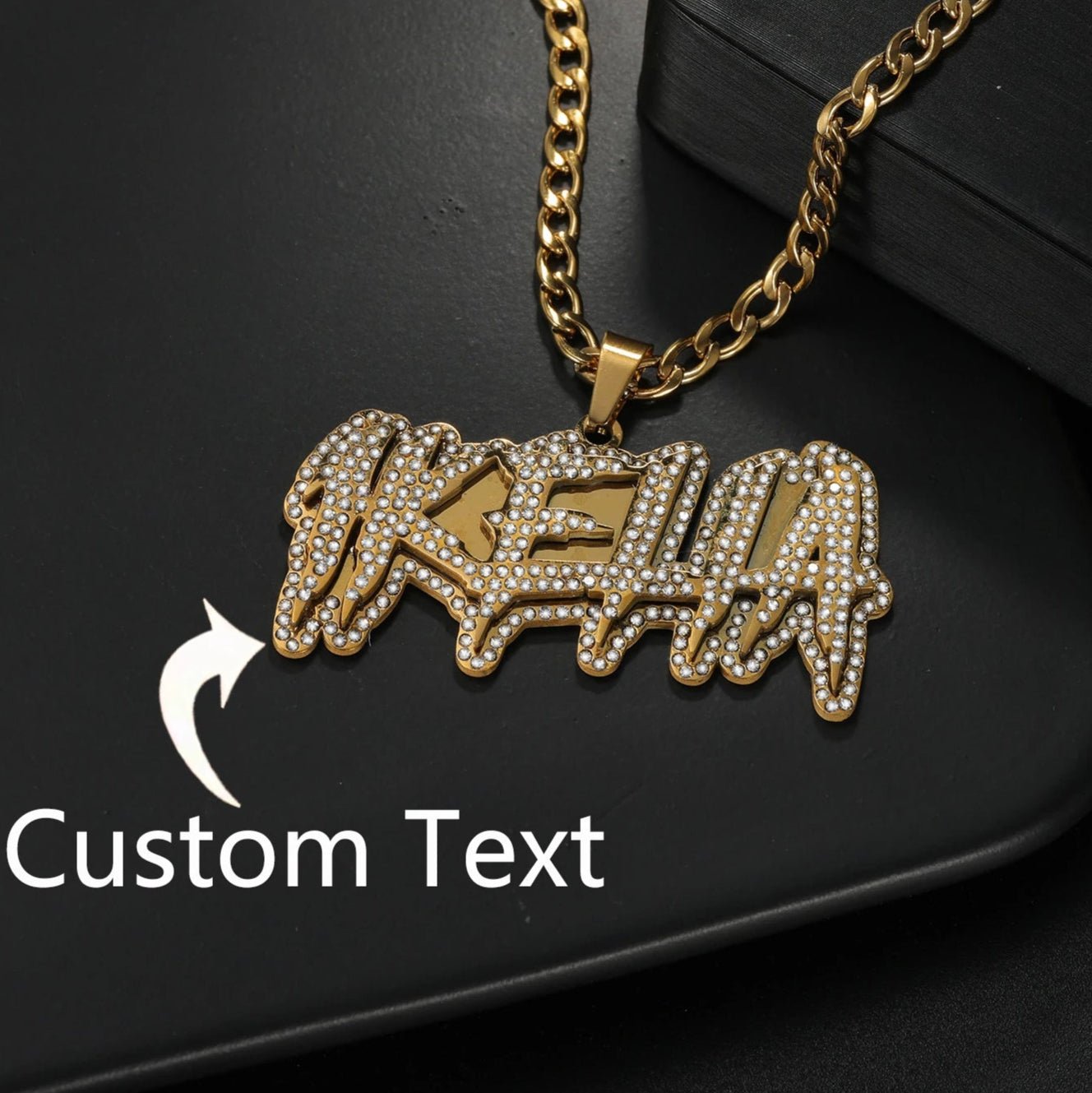 Custom 18k Gold Diamond Name Pendant - Drip Culture Jewelry