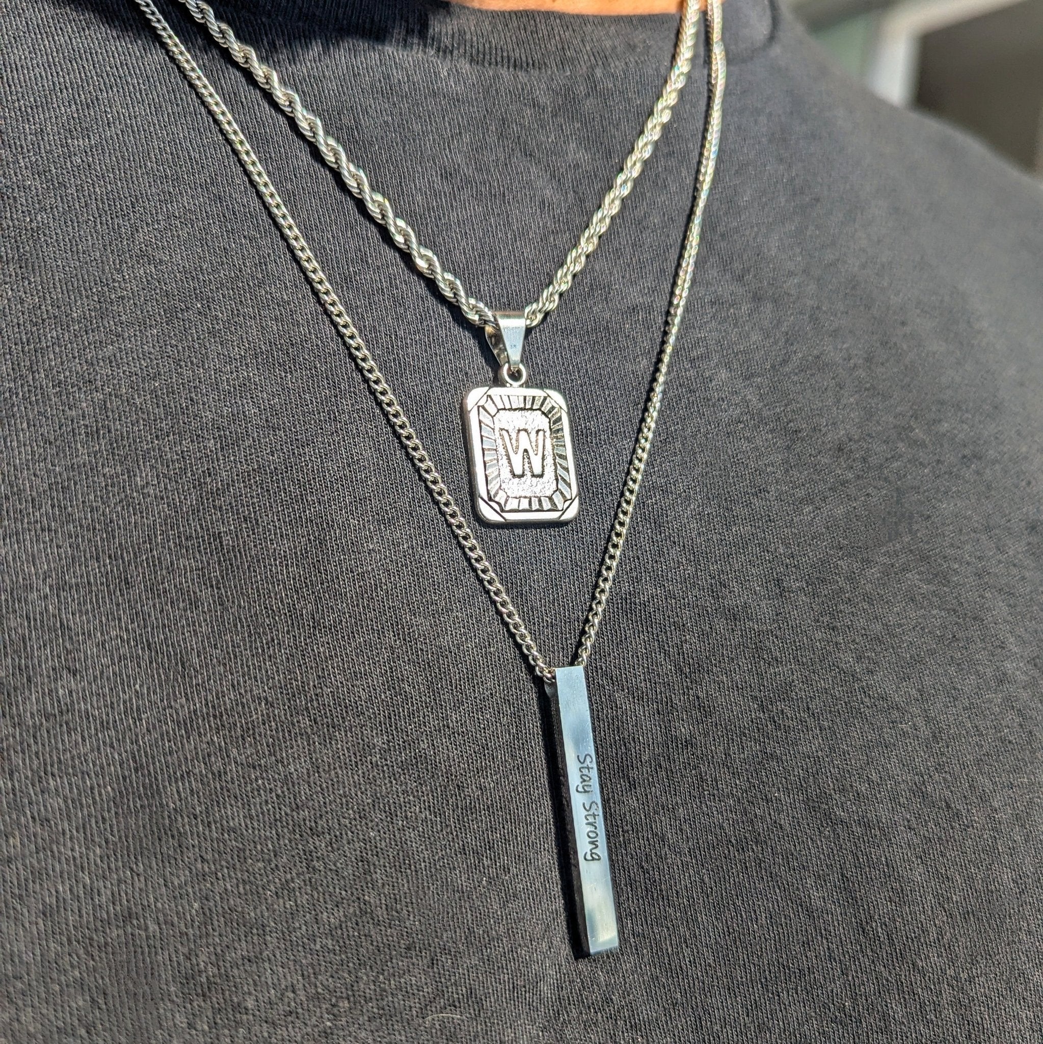 Custom 18k Gold Letter Bar Pendant Set (4 Pieces) - Drip Culture Jewelry