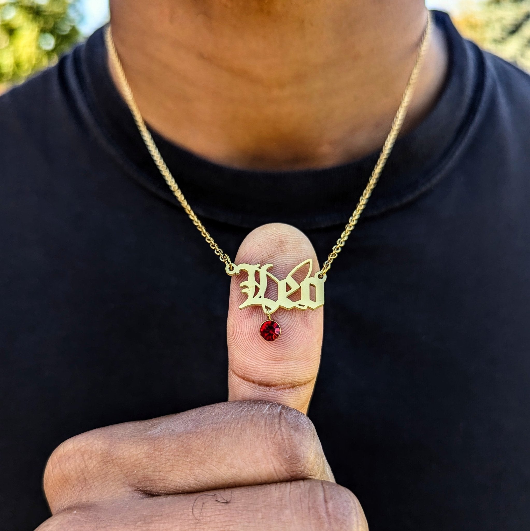 Custom 18k Gold Name Necklace with Birthstone - Drip Culture Jewelry