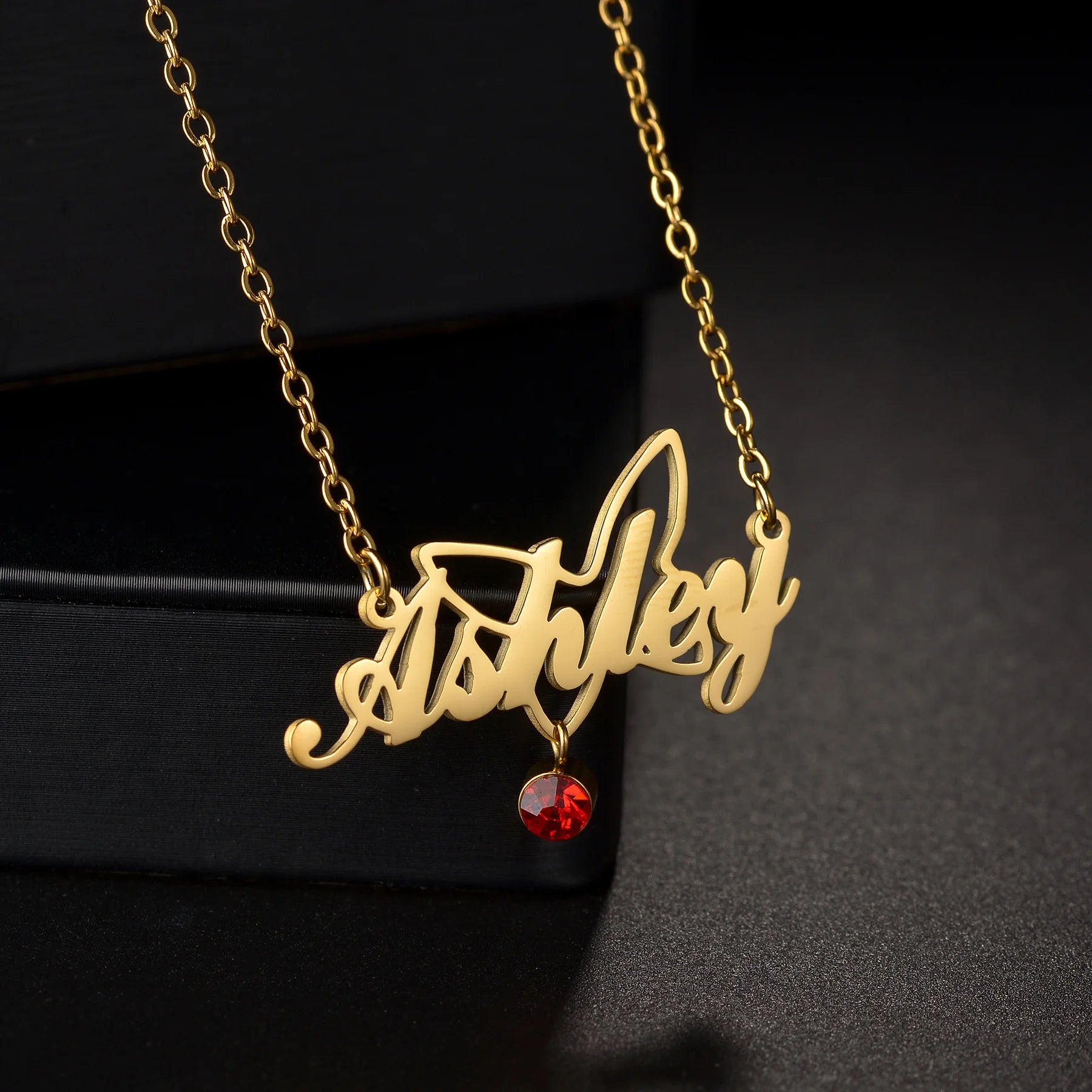 Custom 18k Gold Name Necklace with Birthstone - Drip Culture Jewelry