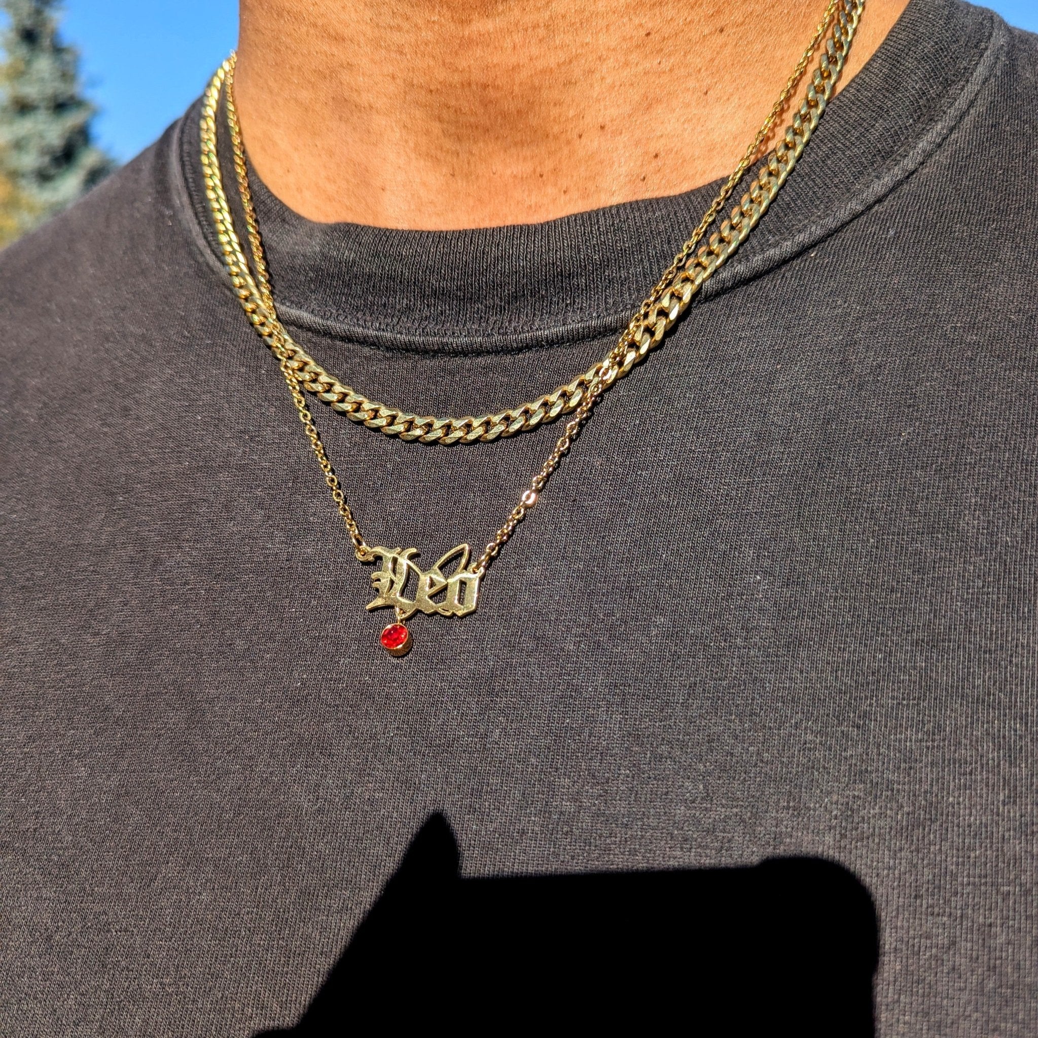 Custom 18k Gold Name Necklace with Birthstone - Drip Culture Jewelry