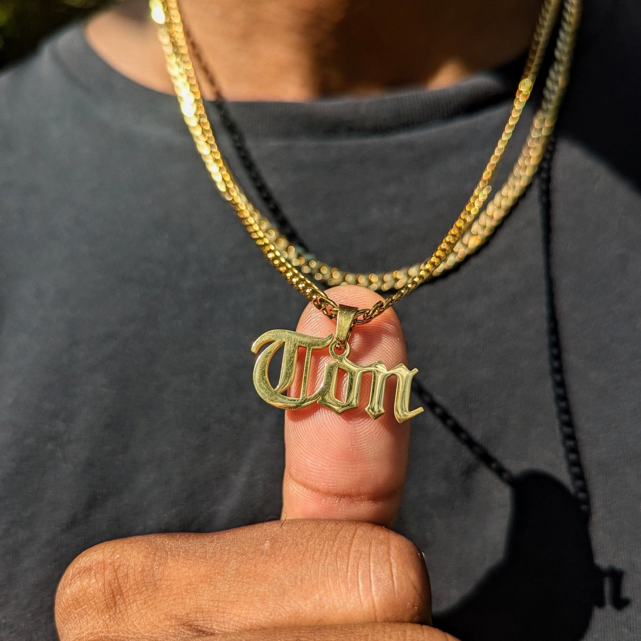 Custom 18k Gold Name Pendant with Bail - Drip Culture Jewelry