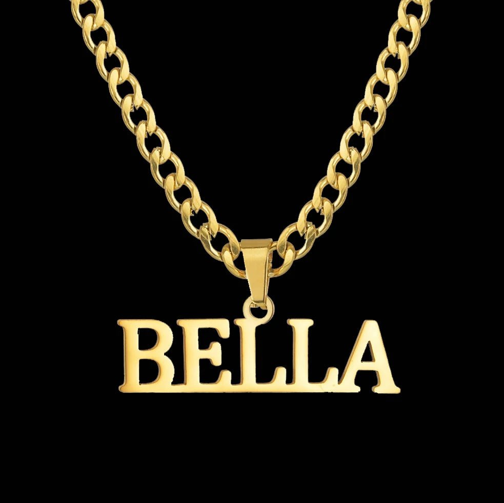 Custom 18k Gold Name Pendant with Bail - Drip Culture Jewelry