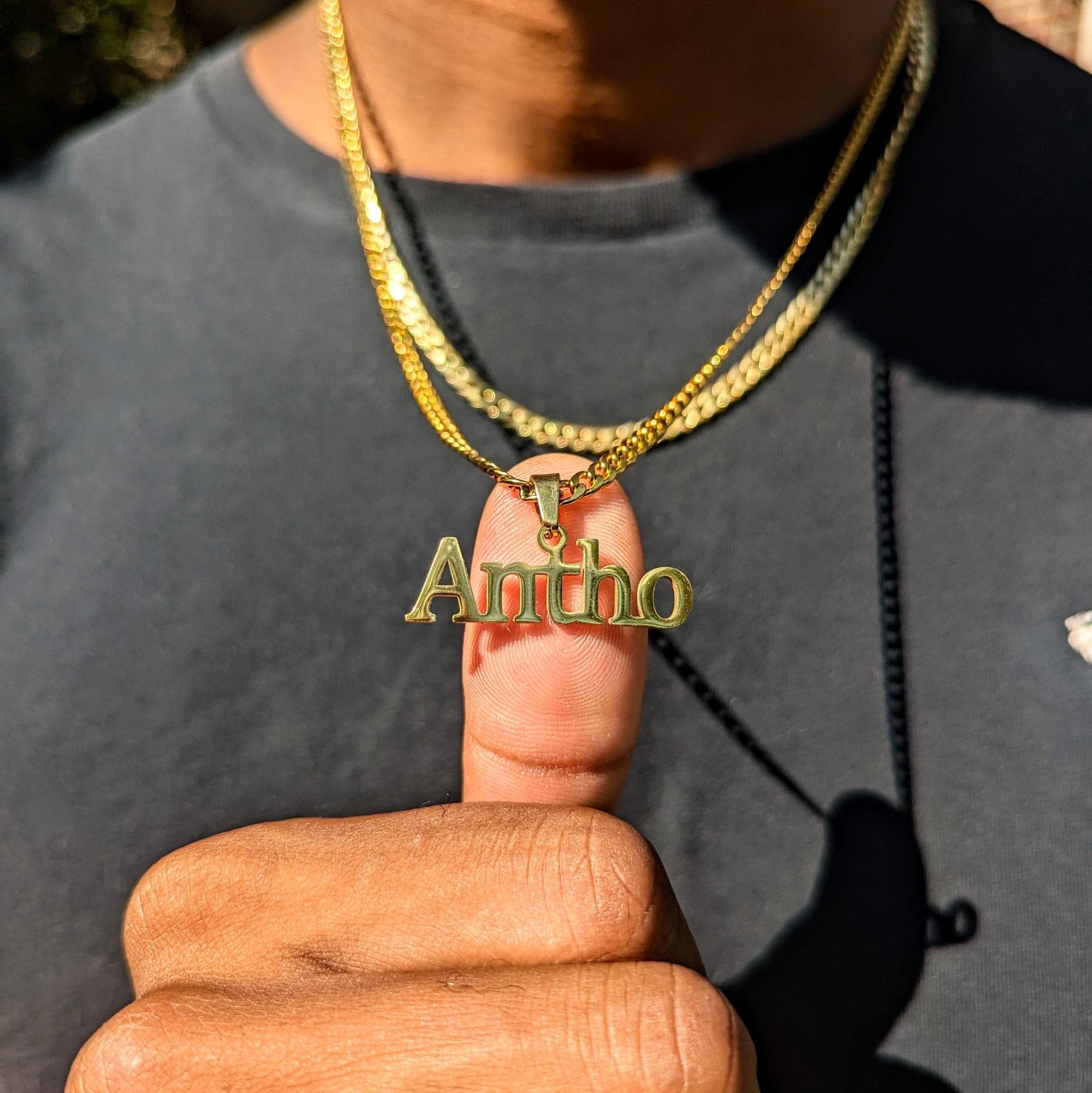 Custom 18k Gold Name Pendant with Bail - Drip Culture Jewelry
