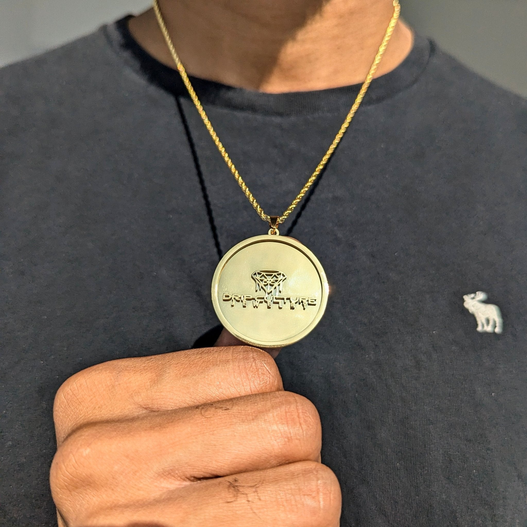 Custom 18k Gold Square and Circle Pendant Set (4 Pieces) - Drip Culture Jewelry