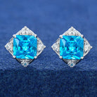 Moissanite Diamond Blue Asscher Cut Earrings - Drip Culture Jewelry