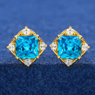 Moissanite Diamond Blue Asscher Cut Earrings - Drip Culture Jewelry