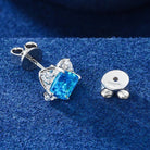 Moissanite Diamond Blue Asscher Cut Earrings - Drip Culture Jewelry
