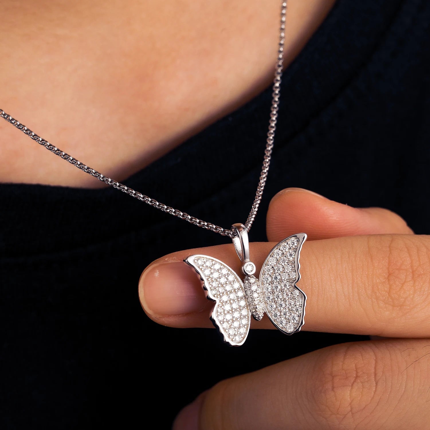 Moissanite Diamond Butterfly Pendant - Drip Culture Jewelry