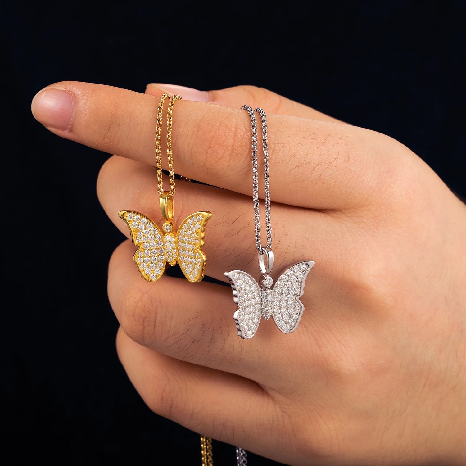 Moissanite Diamond Butterfly Pendant - Drip Culture Jewelry