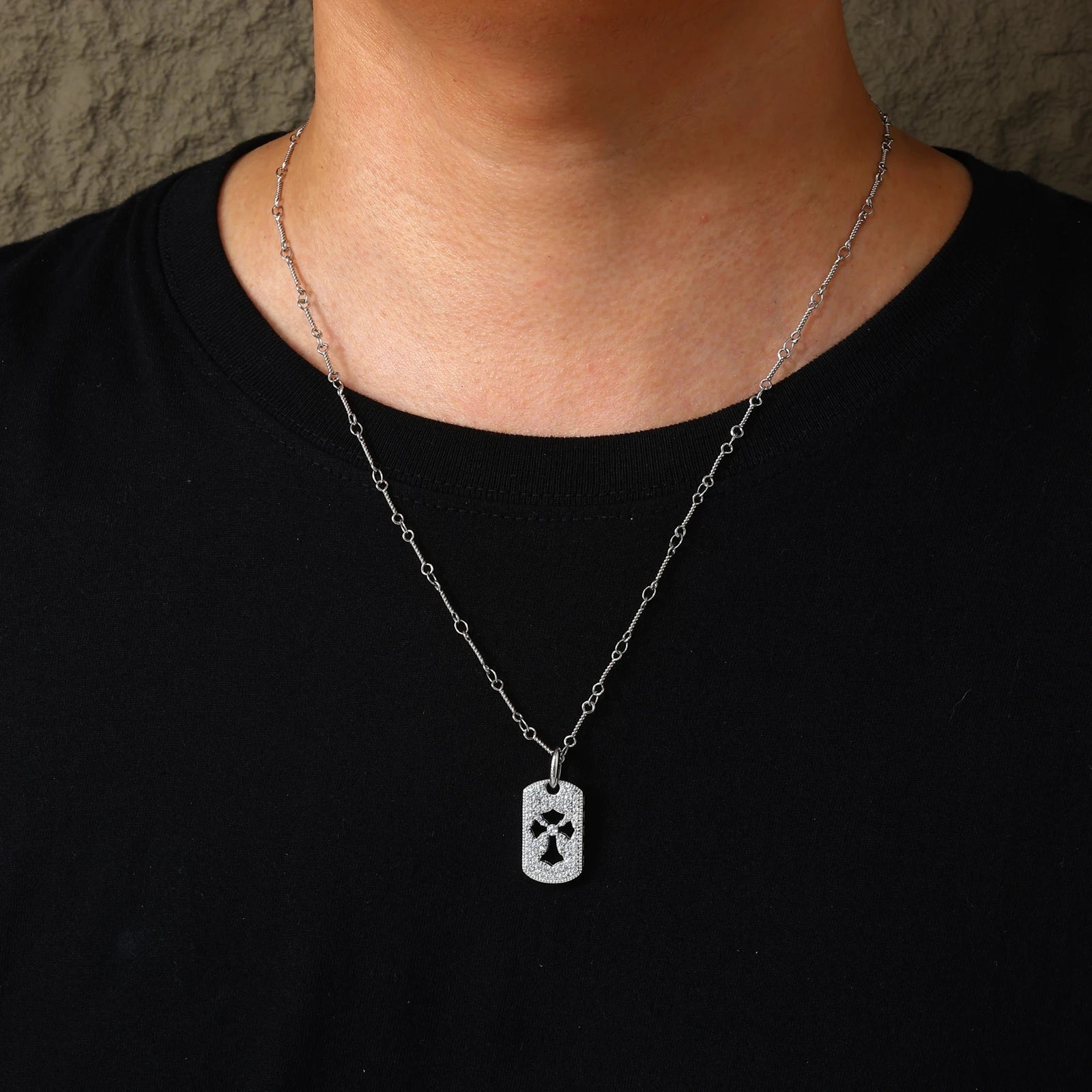 Moissanite Diamond Cross Dog Tag - Drip Culture Jewelry