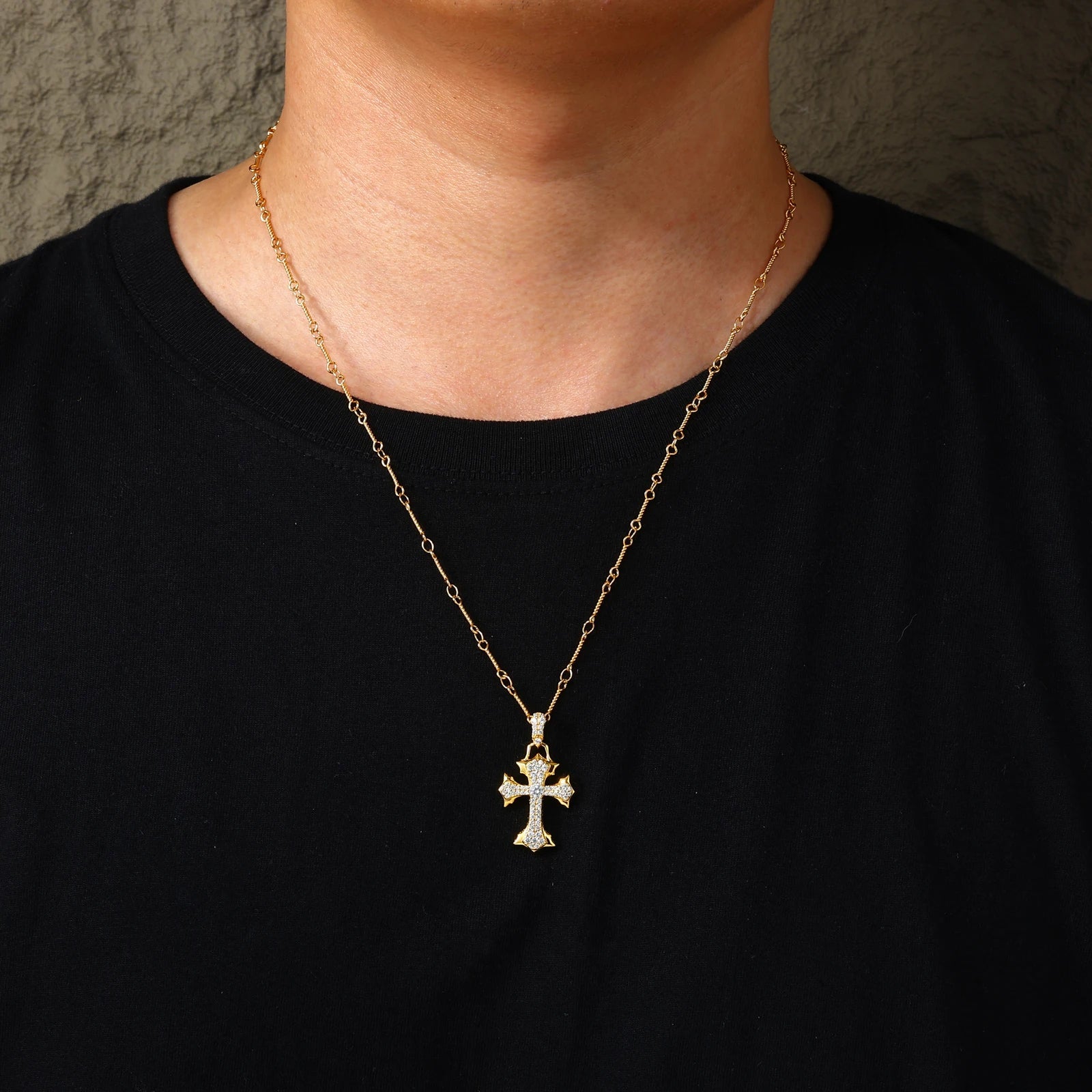 Moissanite Diamond Fleur Cross - Drip Culture Jewelry