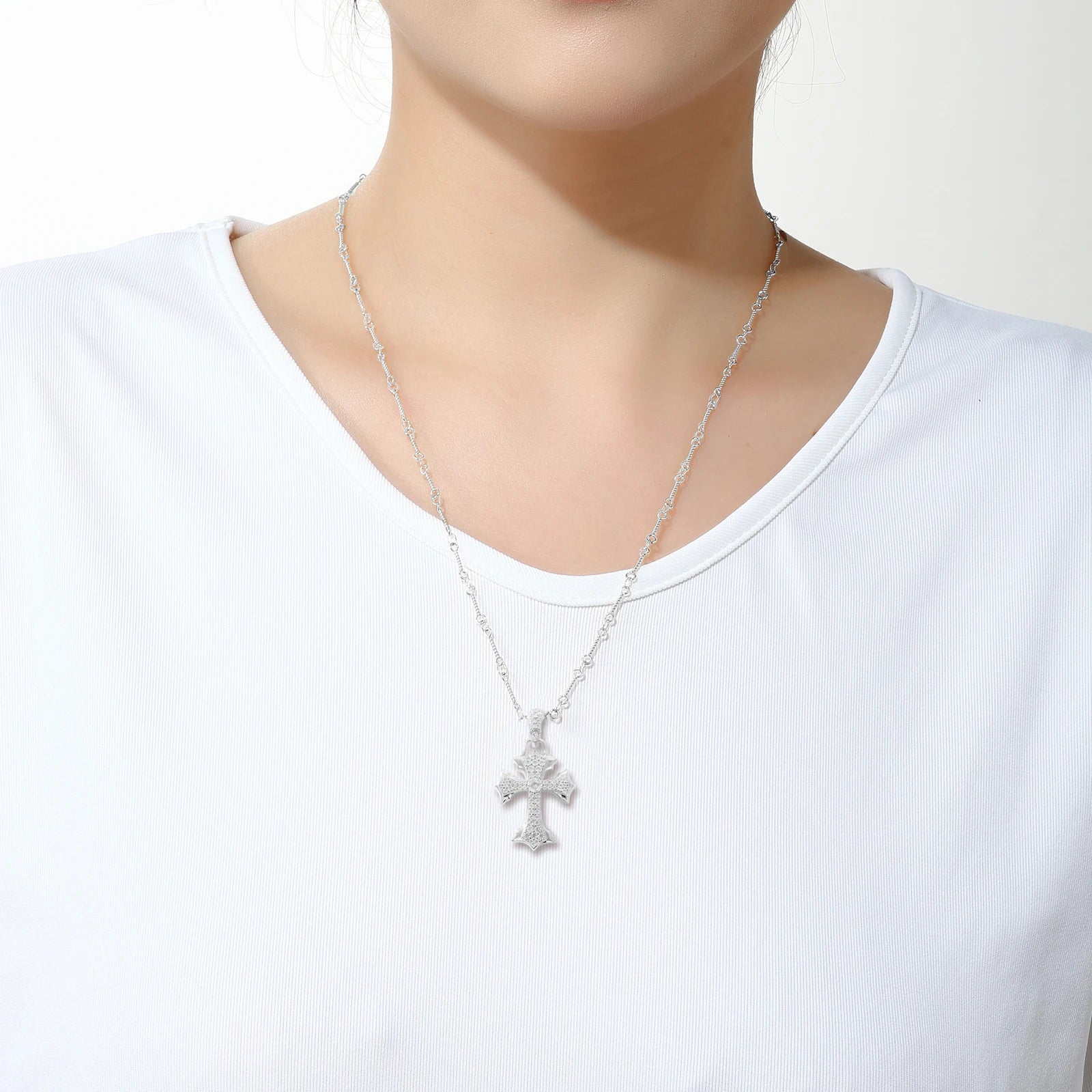 Moissanite Diamond Fleur Cross - Drip Culture Jewelry