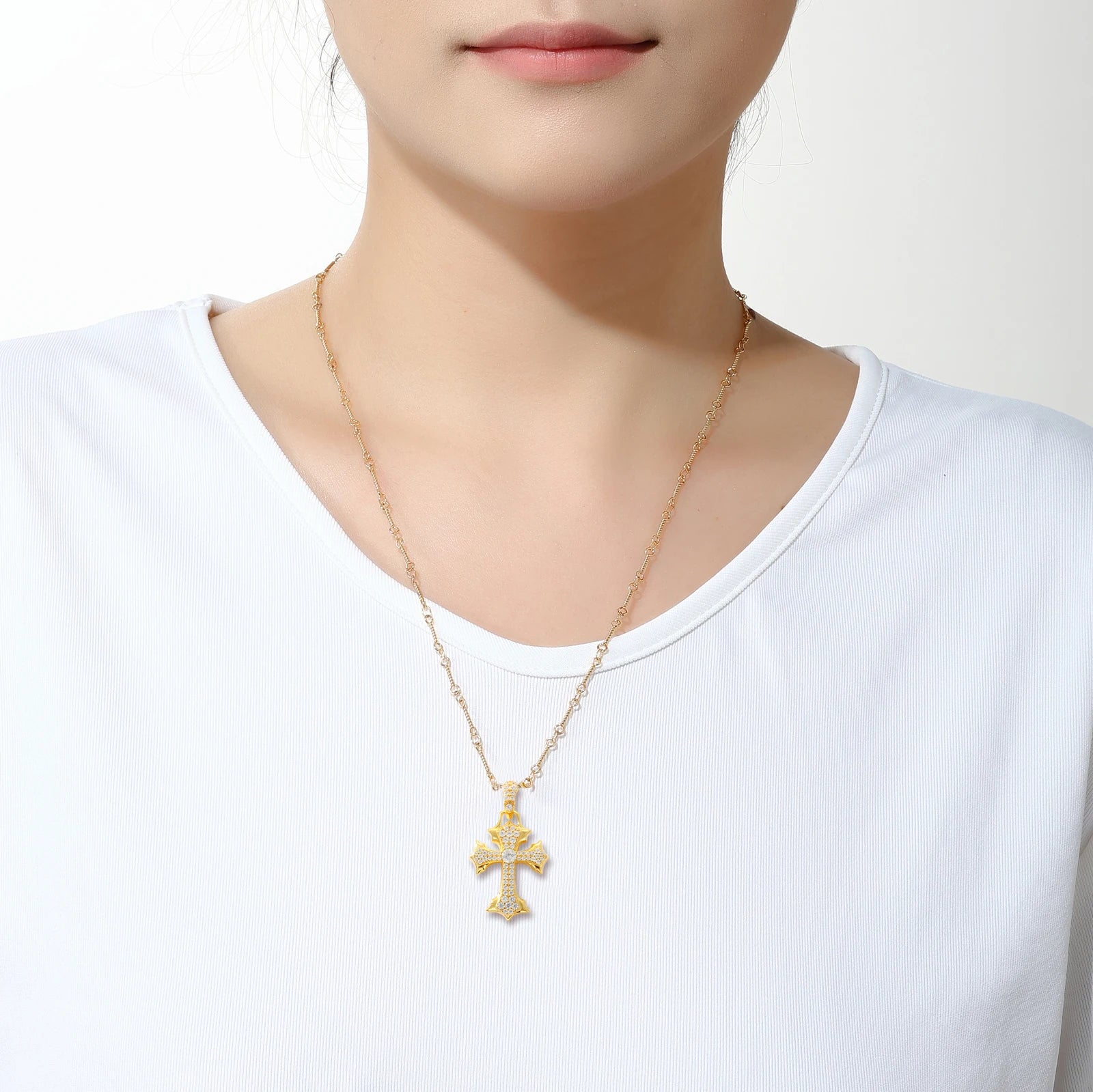 Moissanite Diamond Fleur Cross - Drip Culture Jewelry