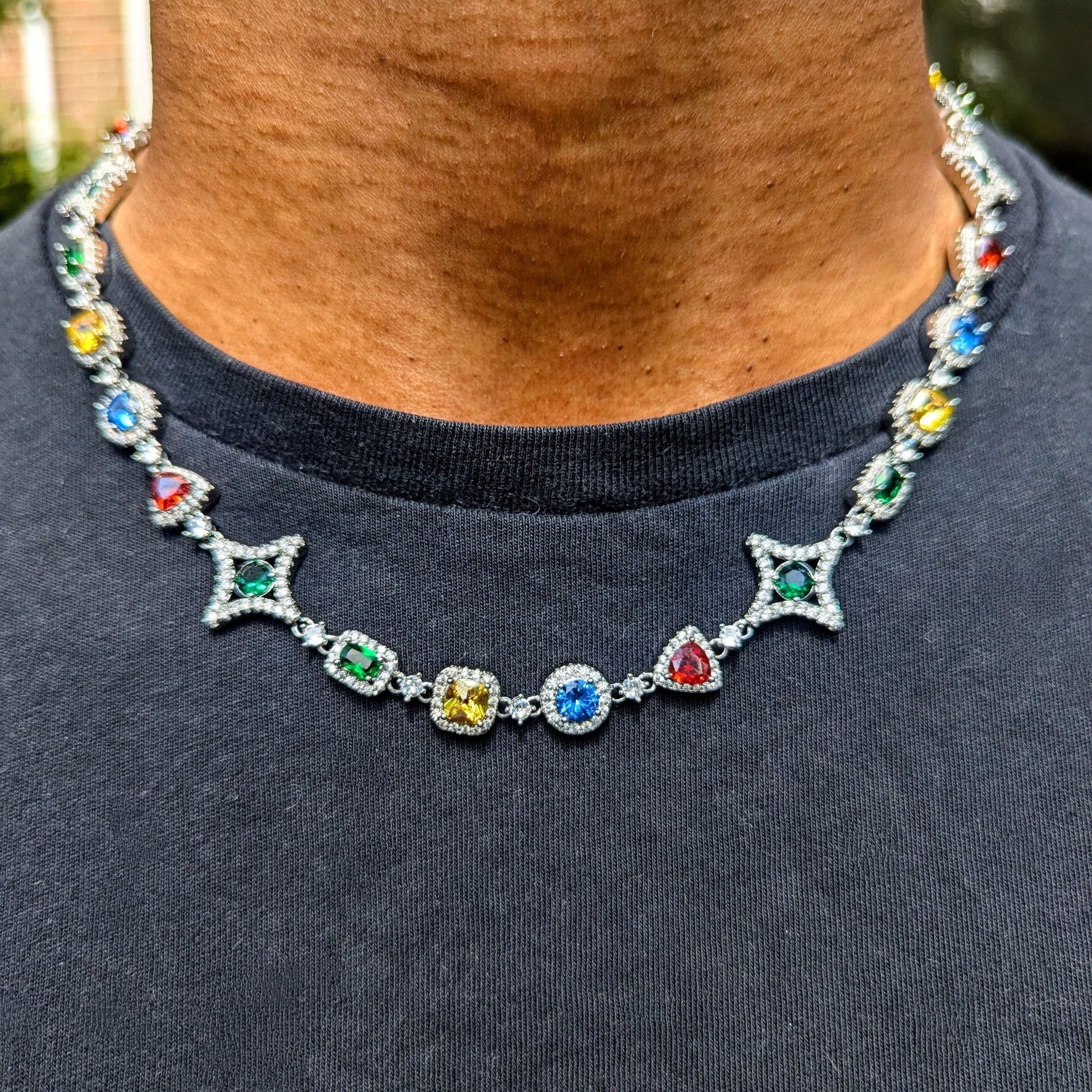 Moissanite Diamond MultiColored Gemstone Chain - Drip Culture Jewelry