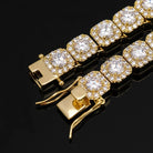 10mm 18k Gold Diamond Clustered Tennis Chain - Drip Culture Jewelry