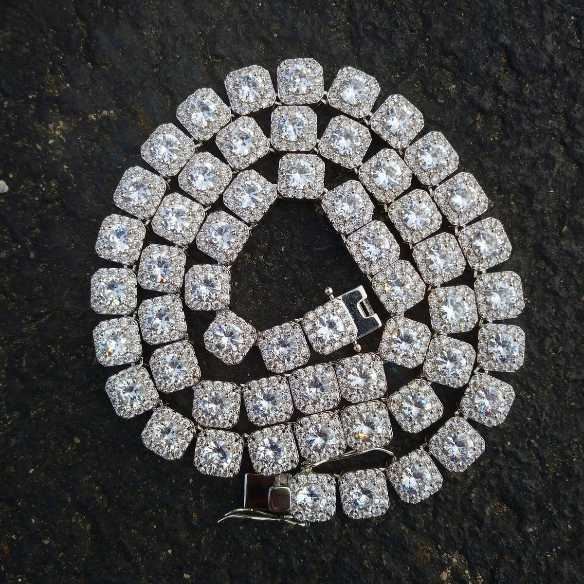Diamond Cluster Tennis Chain – Iced Out Hip Hop Bling Necklace for Men ...