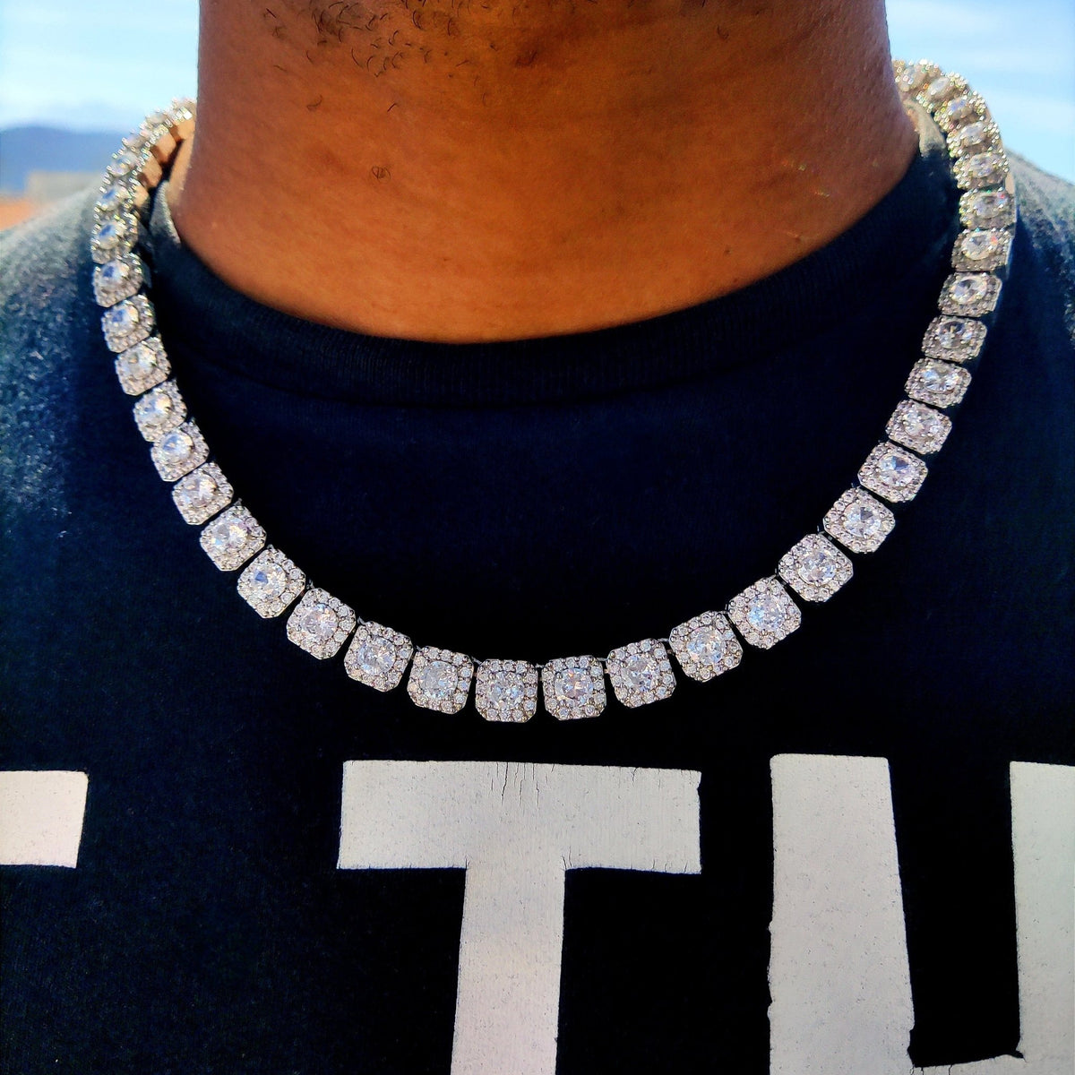 Diamond Cluster Tennis Chain – Iced Out Hip Hop Bling Necklace for 