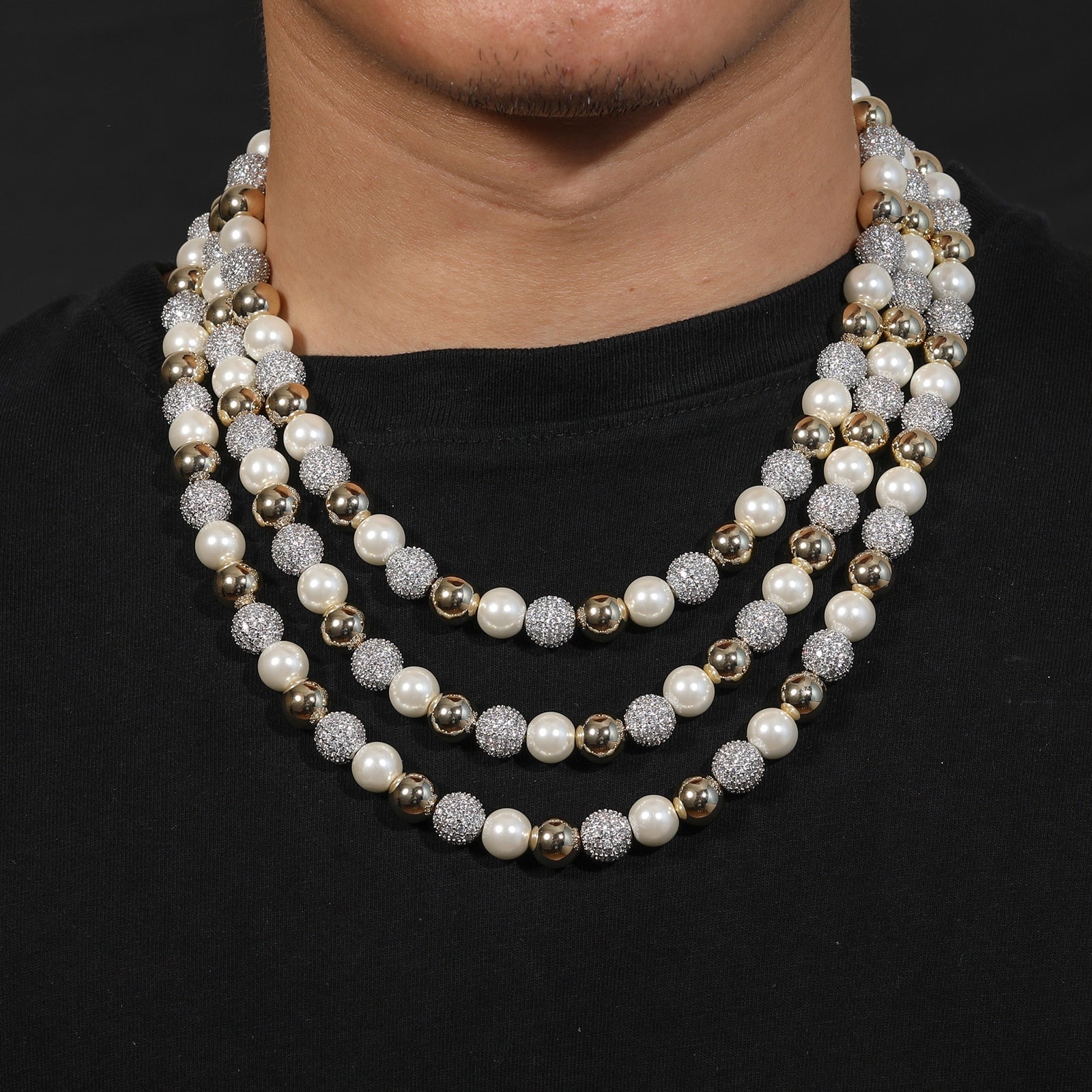 10mm Diamond Gold & Pearl Chain - Drip Culture Jewelry