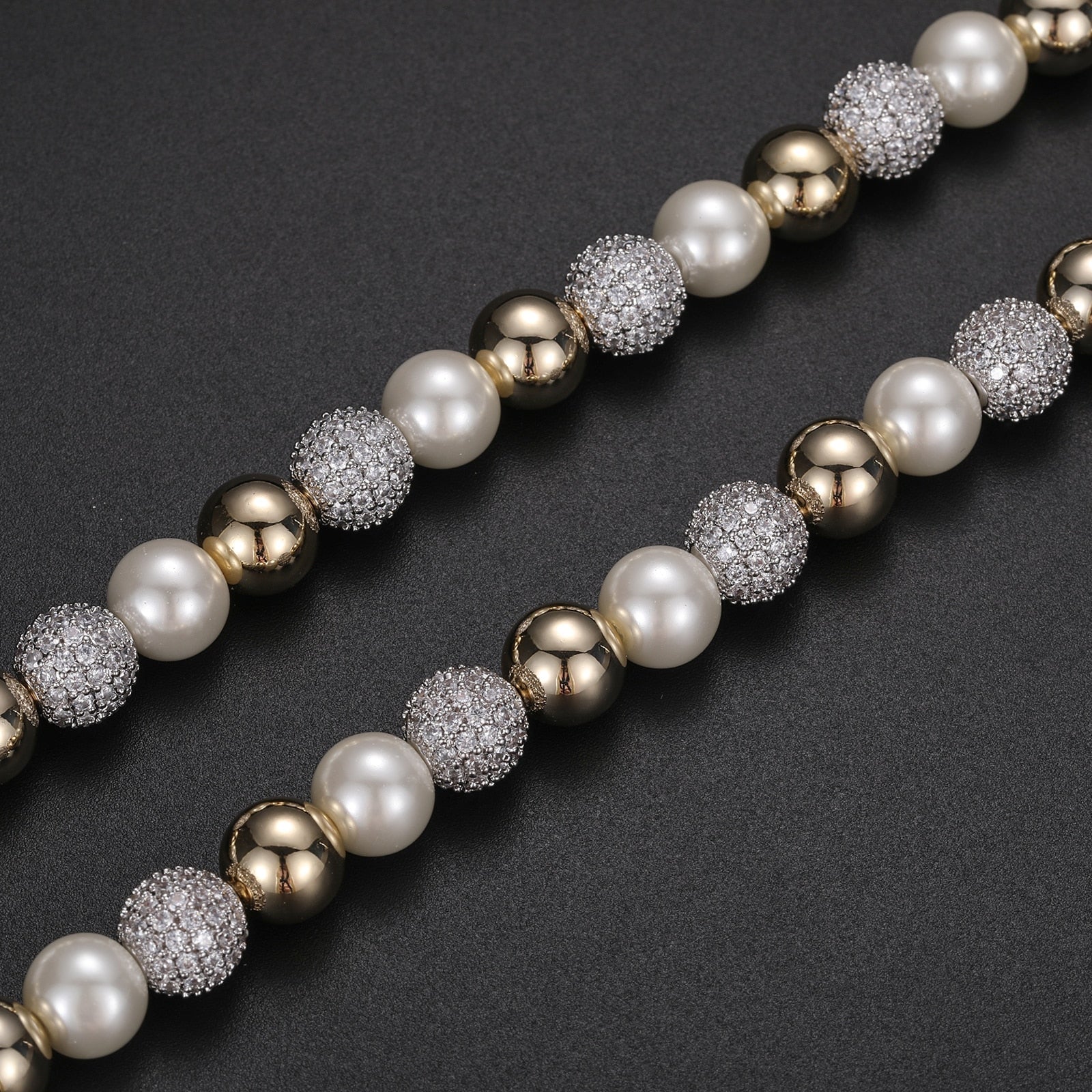 10mm Diamond Gold & Pearl Chain - Drip Culture Jewelry