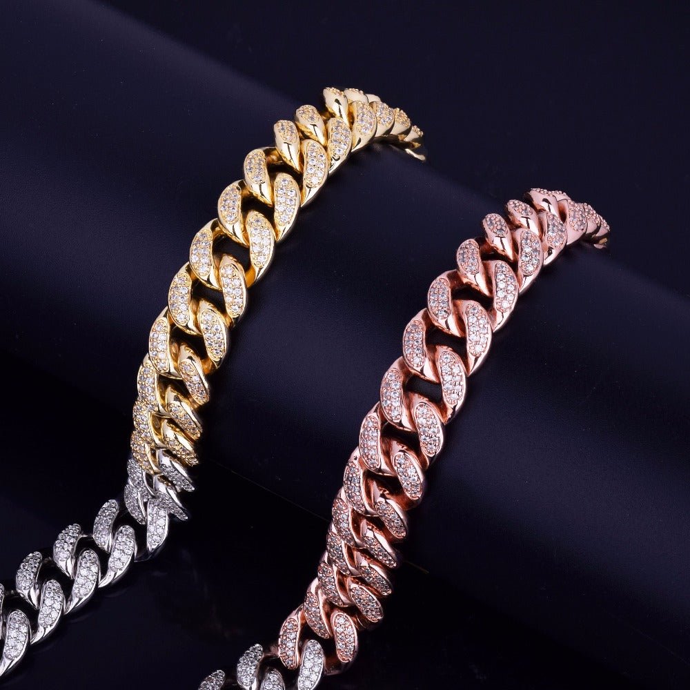 12mm 3 Tone Diamond Miami Cuban Link - Drip Culture Jewelry