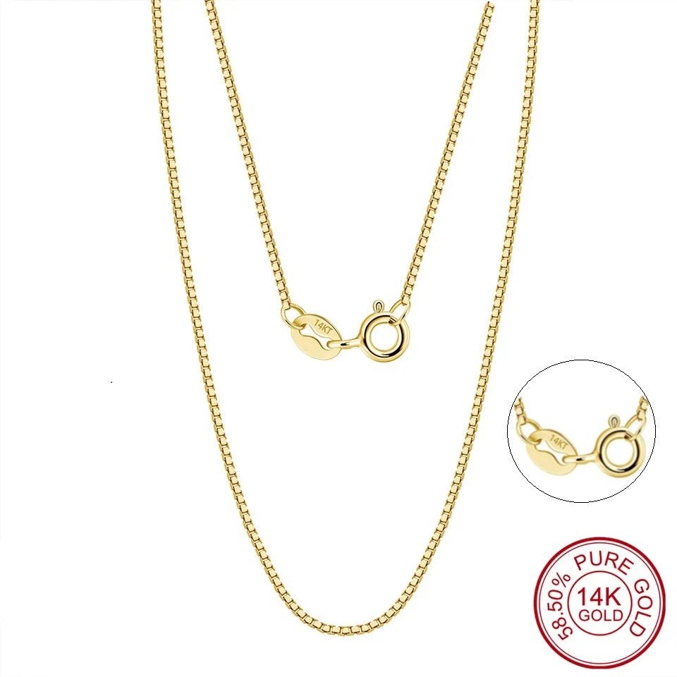 Solid 14k Gold Box Chain - 14k Solid Gold Box Chain - Box Necklace ...