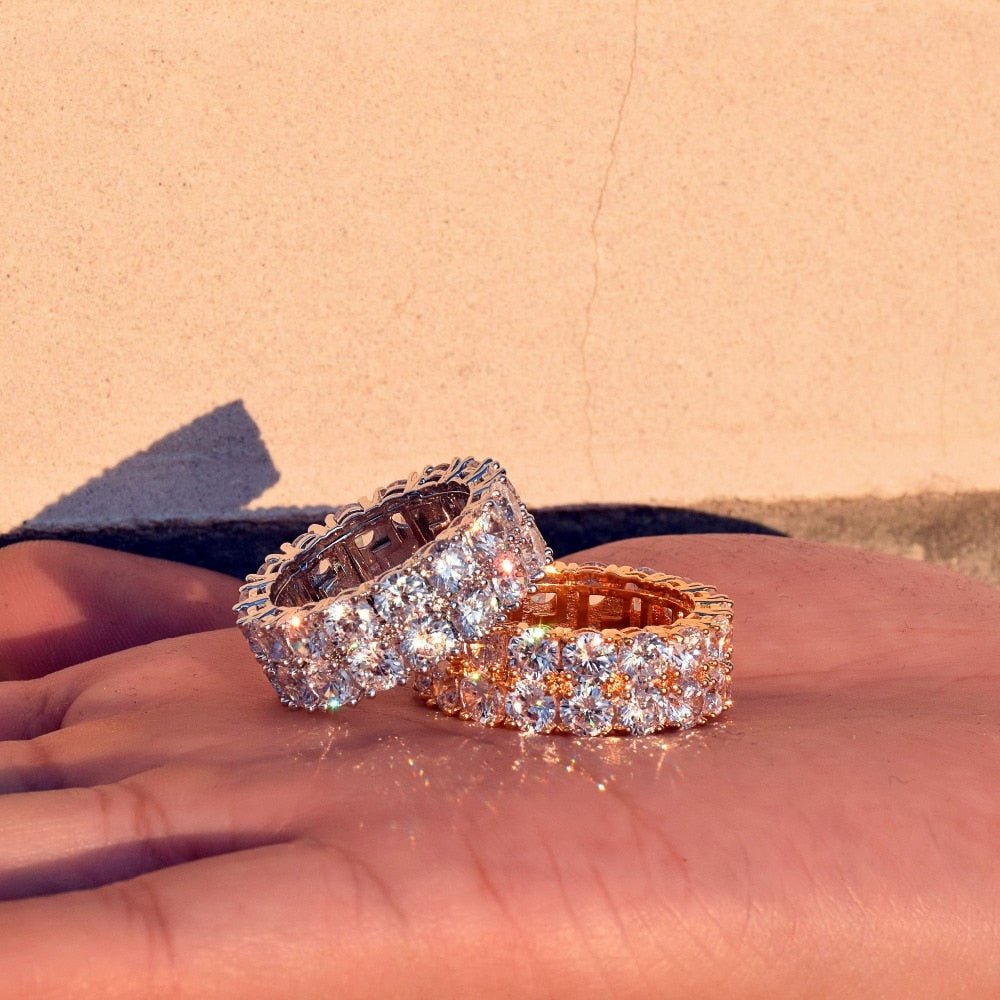 18K Gold 2 Band Diamond Eternity Ring - Drip Culture Jewelry