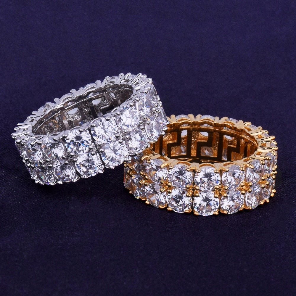 18K Gold 2 Band Diamond Eternity Ring - Drip Culture Jewelry