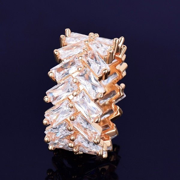 18K Gold 2 Row Baguette Ring - Drip Culture Jewelry