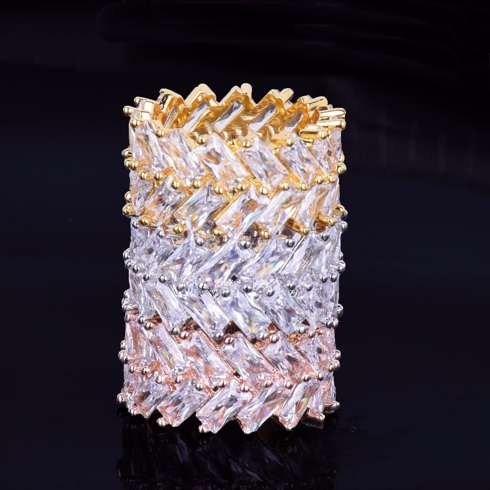 18K Gold 2 Row Baguette Ring - Drip Culture Jewelry