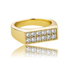 18K Gold 2 Row Diamond Ring - Drip Culture Jewelry