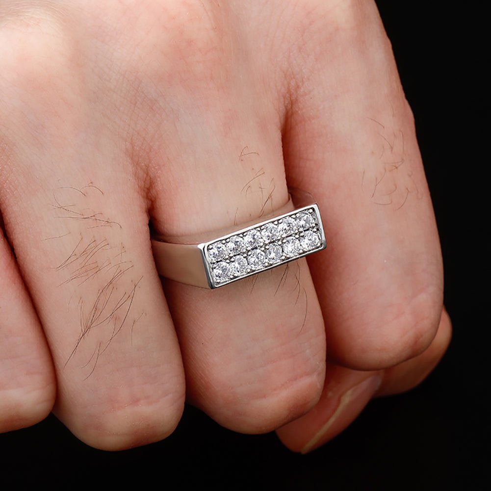 18K Gold 2 Row Diamond Ring - Drip Culture Jewelry