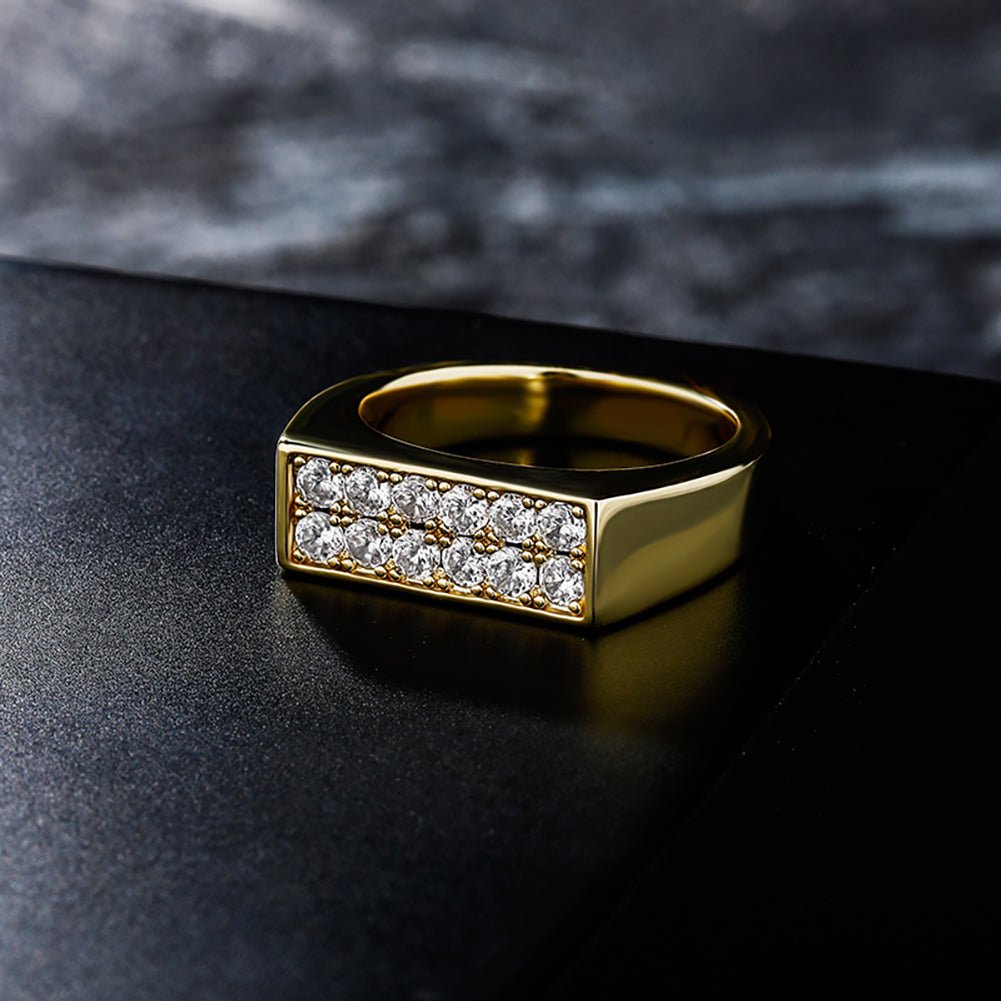 18K Gold 2 Row Diamond Ring - Drip Culture Jewelry