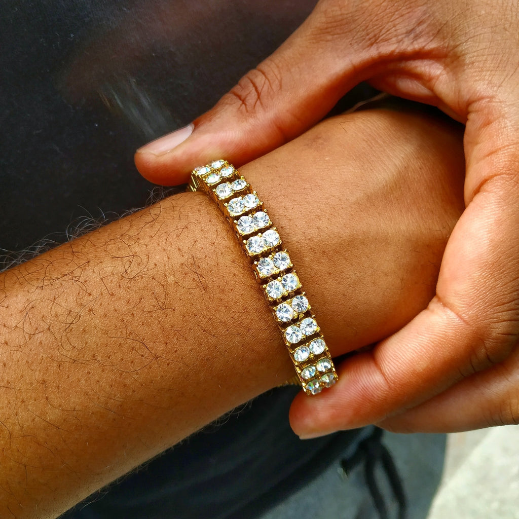 18K Gold 2 Row Tennis Bracelet - Drip Culture Jewelry